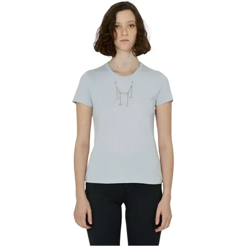 T-Shirt mit abnehmbarer Metallkette Slim Fit , Damen, Größe: S - John Richmond - Modalova