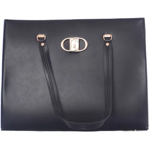 Schwarze Shopper Tasche mit Abnehmbarem Logo , Damen, Größe: ONE Size - Liu Jo - Modalova