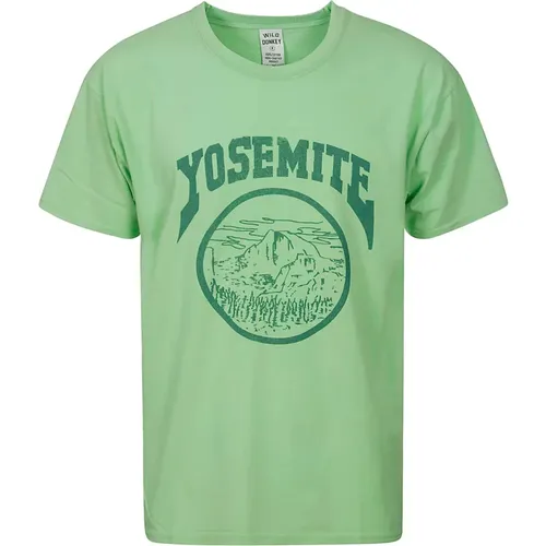 Grünes Baumwoll-T-Shirt mit Esel-Print - Wild Donkey - Modalova