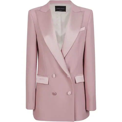 Tuxedo Jacket Peak Lapel , female, Sizes: XS, S, 2XS - Hebe Studio - Modalova