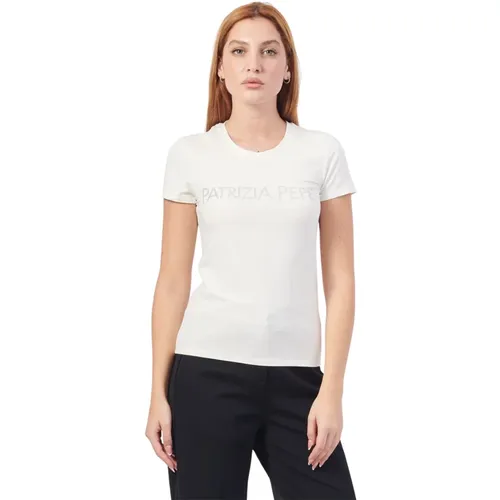 Weiße Slim Fit T-Shirt , Damen, Größe: M - PATRIZIA PEPE - Modalova