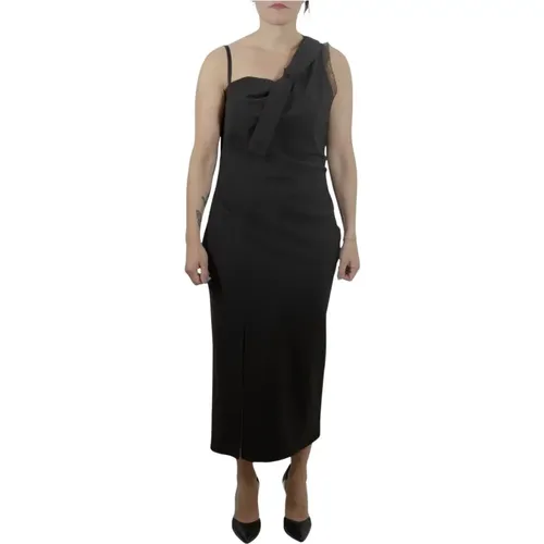 Schwarzes Midi-Kleid mit Unebenen Ärmeln - Moschino - Modalova