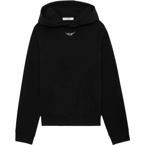 Schwarzer Strassflügel-Hoodie , Damen, Größe: L - Zadig & Voltaire - Modalova