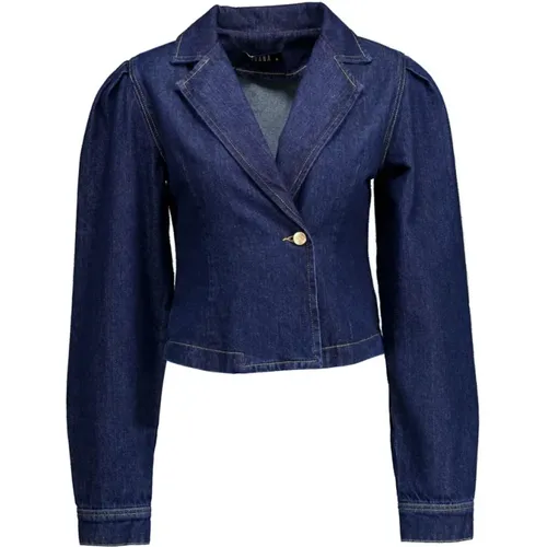 Stilvolle Blaue Jacke mit Reverskragen , Damen, Größe: L - Ibana - Modalova