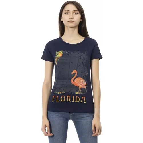 Stylish Short-Sleeve T-Shirt with Frontprint , female, Sizes: L, 2XL, XL, S, XS, M - Trussardi - Modalova