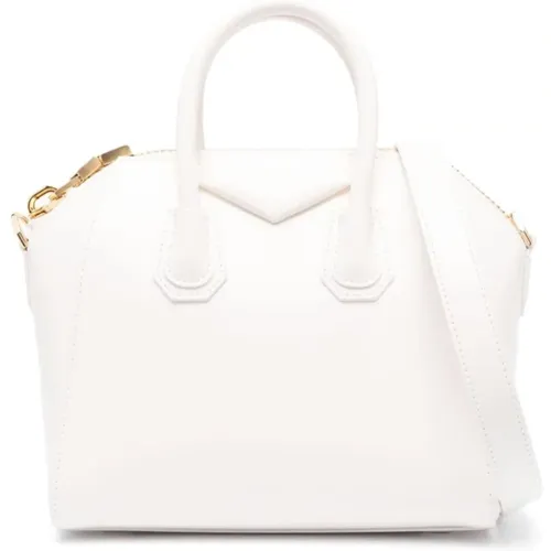 Weiße Lederhandtasche mit goldener Hardware und ikonischem Logo - Givenchy - Modalova