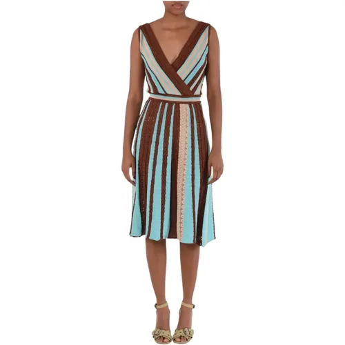 Striped Lurex Knit Midi Dress , female, Sizes: L, M, S - Akep - Modalova