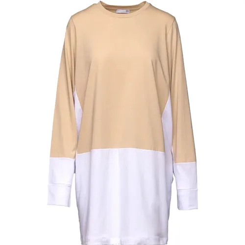 Langarm Jersey T-shirt Creme/Weiß - Douuod Woman - Modalova