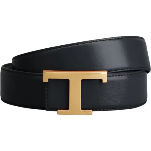 Refined Leather Reversible Belt with Timeless T Buckle , male, Sizes: 100 CM - TOD'S - Modalova