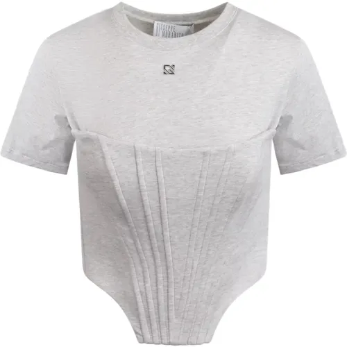 Jersey T-shirt with bustier detail , female, Sizes: 2XS, XS - Giuseppe Di Morabito - Modalova