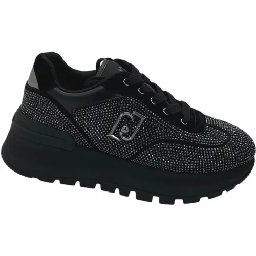 Schwarze Strass-Sneaker mit Plateausohle , Damen, Größe: 40 EU - Liu Jo - Modalova