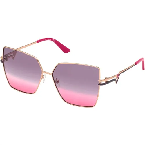 Rose Gold/Violet Pink Shaded Sunglasses , female, Sizes: 61 MM - Guess - Modalova