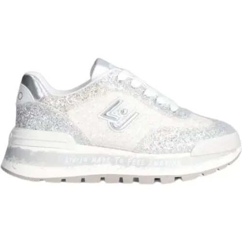 Glitter Silver Flat Sneakers , female, Sizes: 7 UK, 5 UK, 8 UK, 4 UK, 6 UK - Liu Jo - Modalova
