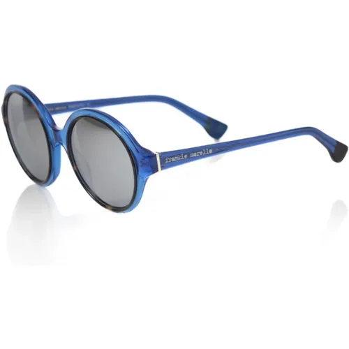 Runde Blaue Transparente Sonnenbrille , unisex, Größe: ONE Size - Frankie Morello - Modalova