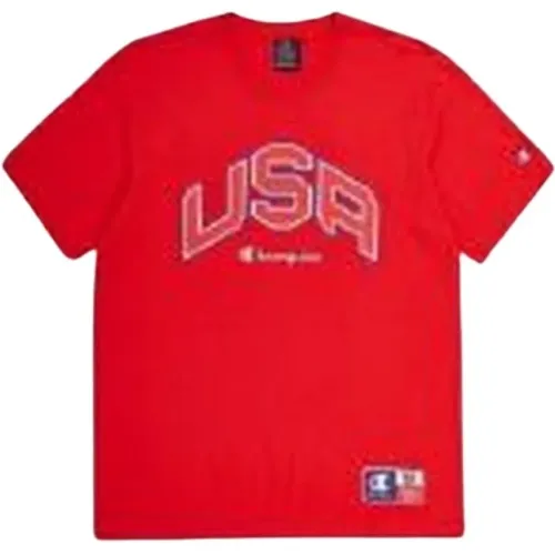 Rotes Legacy Bedrucktes Logo-T-Shirt - Champion - Modalova