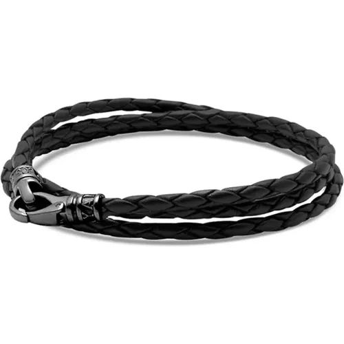 Schwarzes Lederarmband für Männer , Herren, Größe: M - Nialaya - Modalova