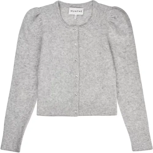 Weiche Strickjacke mit Puffärmeln , Damen, Größe: 2XL - Munthe - Modalova