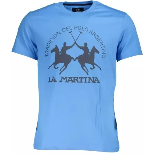 Blau Logo Print Baumwoll T-Shirt - LA MARTINA - Modalova