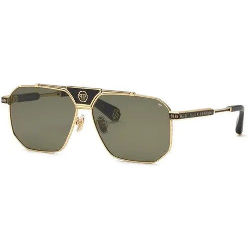 Rose Gold Sunglasses with Green Lenses , unisex, Sizes: 63 MM - Philipp Plein - Modalova