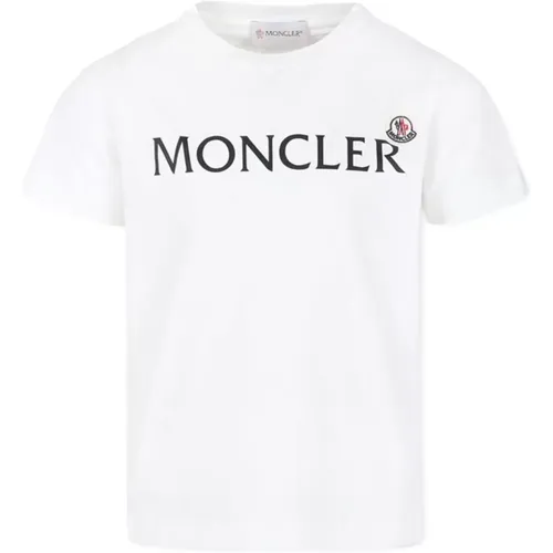 Kinder Logo Print Weißes T-Shirt - Moncler - Modalova