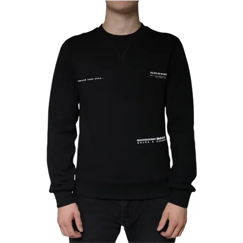 Schwarzer Logo Print Crew Neck Sweatshirt , Herren, Größe: S - Dolce & Gabbana - Modalova