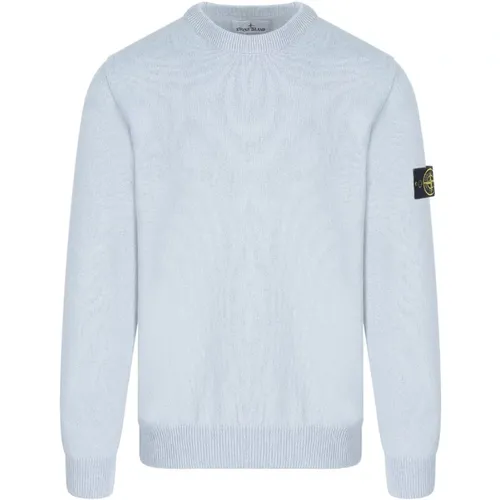 Cotton Badge Sweater in Sky Color , male, Sizes: M, L - Stone Island - Modalova