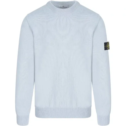 Cotton Badge Sweater in Sky Color , male, Sizes: XL, 2XL, M, L - Stone Island - Modalova