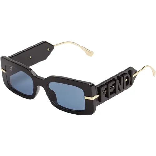 Square Acetate Frame Female Sunglasses Blue , female, Sizes: 51 MM - Fendi - Modalova