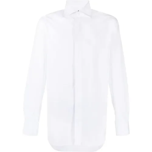 Cotton Shirt with Spread Collar , male, Sizes: S - Finamore - Modalova