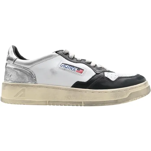 Sneakers Low Man Leather White//Silver , male, Sizes: 8 UK - Autry - Modalova