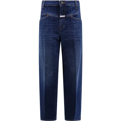 Blaue Jeans mit Knopf und Reißverschluss , Damen, Größe: W28 - closed - Modalova