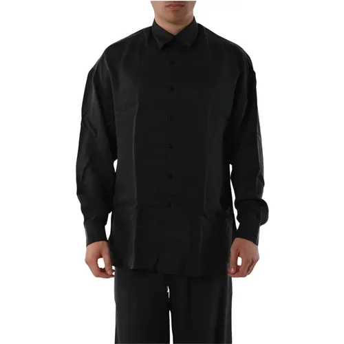 Silk Shirt with Classic Collar , male, Sizes: M, L - Costumein - Modalova