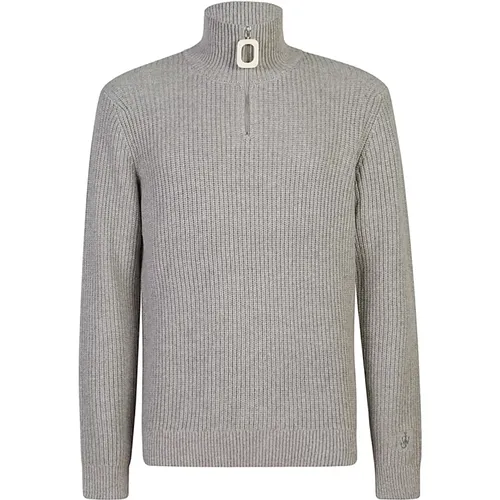 Half-Zip Sweater Light Grey Ribbed , male, Sizes: M, XL, L - JW Anderson - Modalova