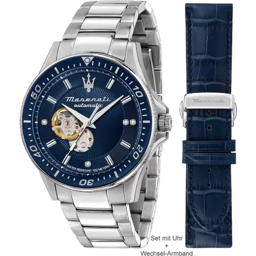 Automatic Steel Watch, Blue Case , male, Sizes: ONE SIZE - Maserati - Modalova