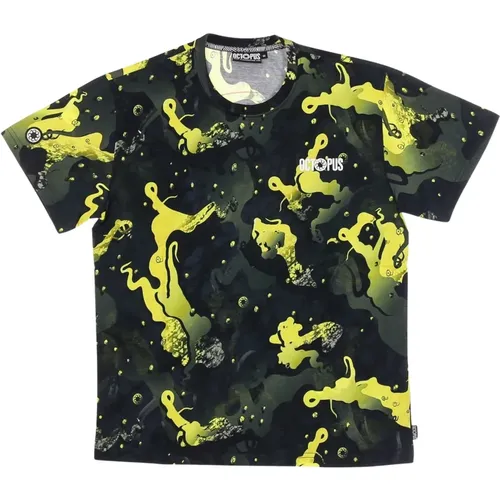 Camo Tee Gelb/Schwarz Kurzarm Shirt , Herren, Größe: XL - Octopus - Modalova