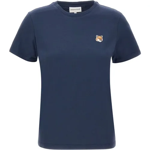 Ink Cotton T-shirt with Logo Patch , female, Sizes: L, S, M - Maison Kitsuné - Modalova
