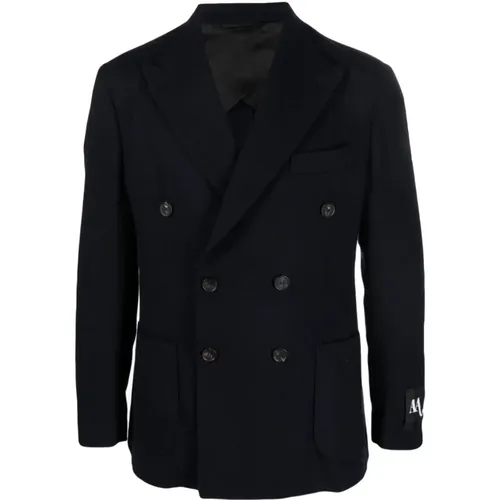 Double-Breasted Wool-Blend Blazer , male, Sizes: M - Doppiaa - Modalova