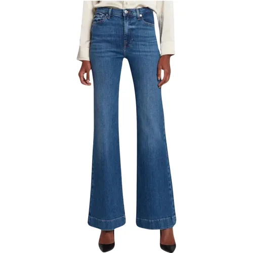 High-waisted palazzo jeans medium wash , female, Sizes: W28 - 7 For All Mankind - Modalova