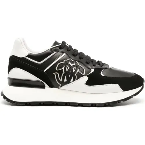 Schwarze Wildleder Freizeit Sneakers , Herren, Größe: 44 EU - Roberto Cavalli - Modalova