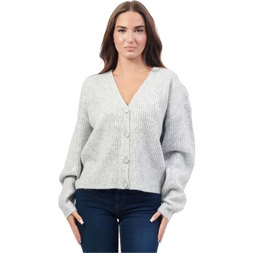 Pailletten-Cardigan mit weitem Ausschnitt , Damen, Größe: M - Guess - Modalova