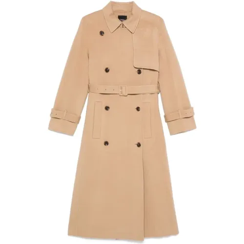 Camel Wool Blend Double-Breasted Coat , female, Sizes: XS, S - Theory - Modalova