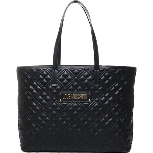 Quilted Bag with Logo , female, Sizes: ONE SIZE - Love Moschino - Modalova