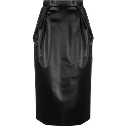 Satin Pleated Midi Skirt , female, Sizes: 2XS - Maison Margiela - Modalova