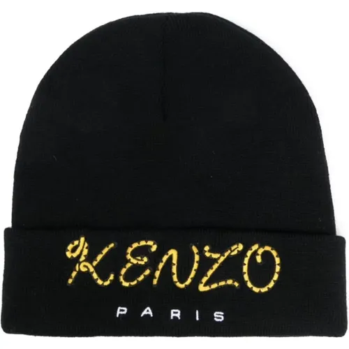 Schwarze Kinderhüte mit gesticktem Logo - Kenzo - Modalova