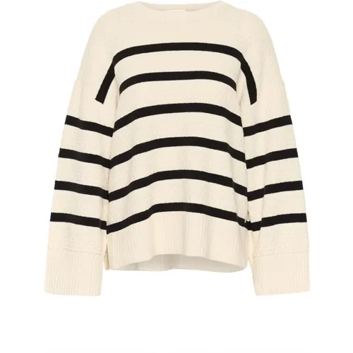 Gestreifter Strickpullover Cream - Cream - Modalova