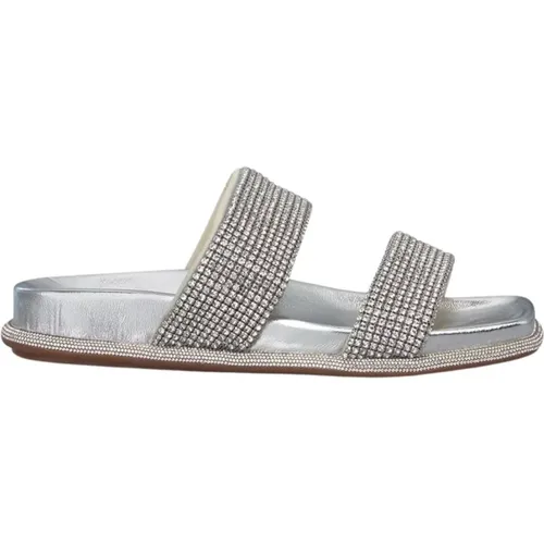 Sparkling flat sandal with wide straps , female, Sizes: 3 UK - Alma en Pena - Modalova