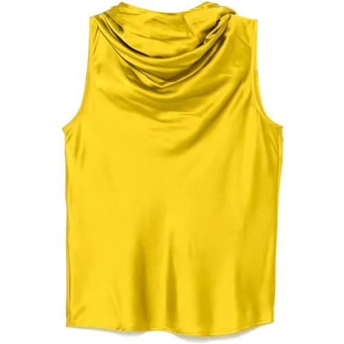 Satin Finish Sleeveless Cowl Neck Top , female, Sizes: XS, S - pinko - Modalova