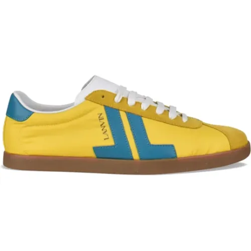 Gelbe Nylon-Sneakers mit blauen Akzenten - Lanvin - Modalova