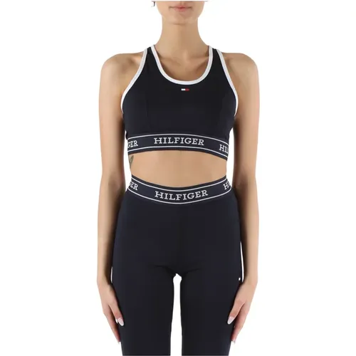 Stretch fabric sporty top with logo , female, Sizes: M, S, L - Tommy Hilfiger - Modalova