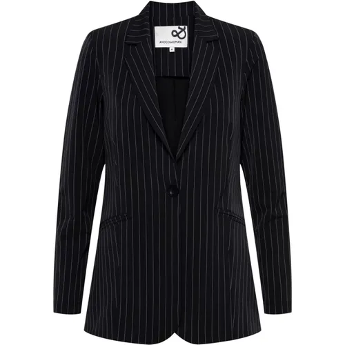 Pinstripe Lange Blazer , Damen, Größe: M - &Co Woman - Modalova